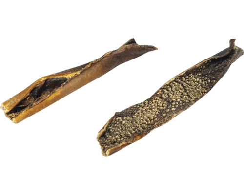 Zwei getrocknete Rinderkopfhautstücke für Hunde