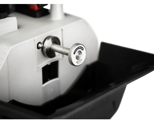 Vue détaillée d''une meuleuse Tormek avec mécanisme de verrouillage