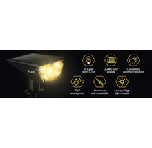 Vont Logo, Solarlampe mit 16 superhellen LEDs, hochwertigen Solarzellen, wetterfest, IPX7 wasserdicht, zur Boden- oder Wandmontage, niedrige und hohe Lichtmodi
