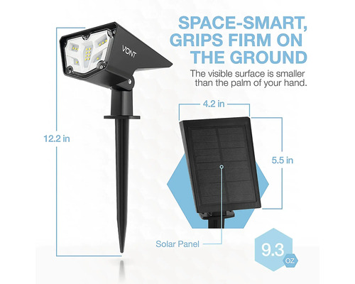 Vont Solarstrahler mit Erdspieß und Solarpanel