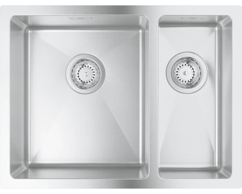 Évier à deux cuves en acier inoxydable