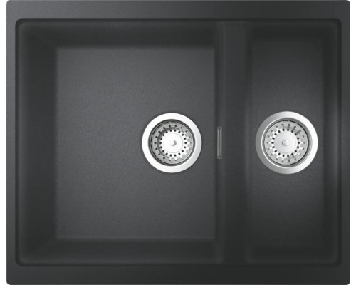 Évier en granit avec deux bacs et bondes à panier