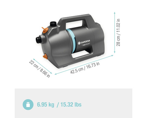 Pompe de jardin Gardena avec dimensions