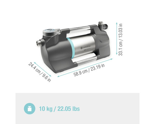 Pompe de jardin Gardena avec dimensions
