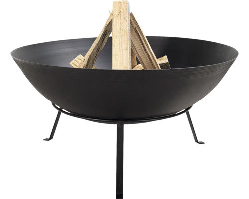 Feuerschale aus Stahl mit Holz