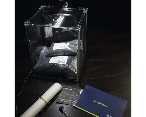 Kit complet Dennerle Nano Cube avec aquarium, gravier, filtre et éclairage