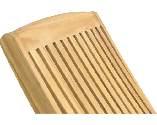 Detailansicht einer Holzliege mit Lattenrost