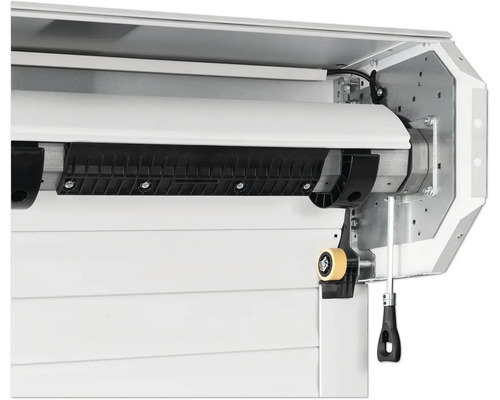 Detailansicht eines Rollladensystems mit Rollladenpanzer