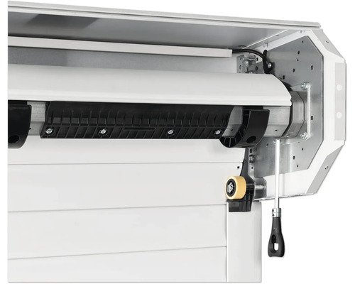 Vue détaillée d''un système de volet roulant avec sangle