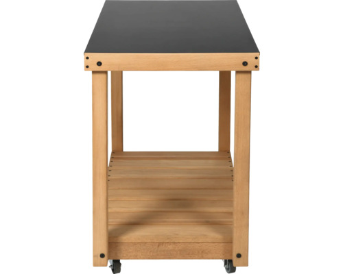 Table de jardin roulante en bois avec espace de rangement et plateau