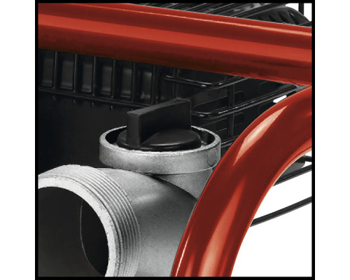 Vue détaillée d''un compresseur avec bouton rotatif noir et raccord argenté