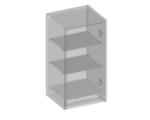 Armoire transparente avec trois étagères de rangement