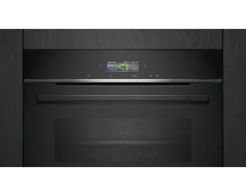 Schwarzer Einbaubackofen mit Display
