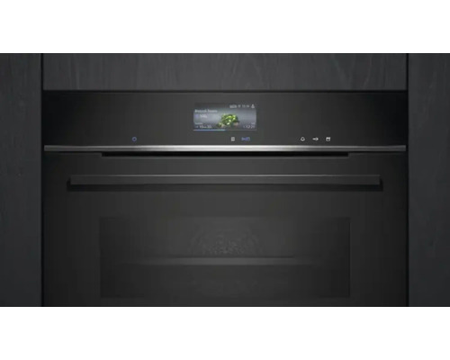 Schwarzer Backofen mit Display