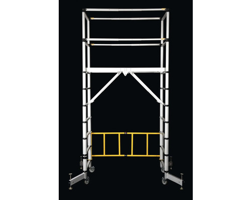 Échafaudage roulant en aluminium avec protection latérale jaune