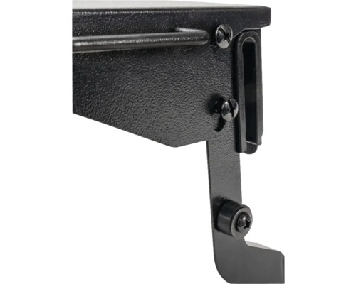 Vue détaillée d''un support d''étagère noir avec des vis