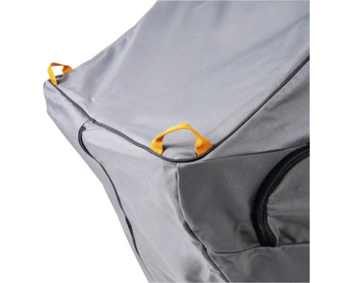 Graue Schutzhülle mit Tragegriffen und Reißverschluss