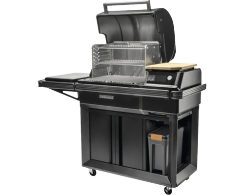 Gril ouvert avec grilles et espaces de rangement