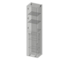 Hochschrank mit Regalböden und Drahtkörben