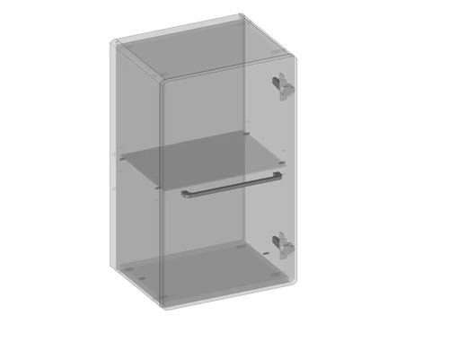 Armoire de salle de bains transparente avec étagère et porte-serviettes