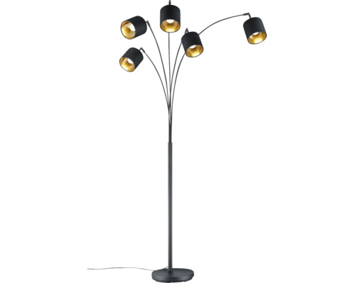 Stehlampe mit fünf Leuchten und Lampenschirmen