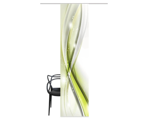 Schiebetür mit abstraktem Muster und Stuhl