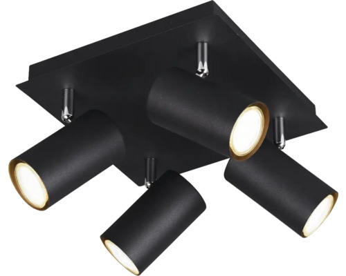 Schwarze Deckenleuchte mit vier Strahlern