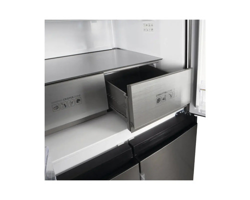 Innenansicht eines Kühlschranks mit Schubladen für Gemüse und umwandelbare Zonen