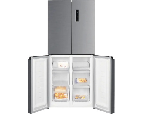 Haier Kühl-Gefrierkombination mit geöffnetem Gefrierteil und digitalem Display