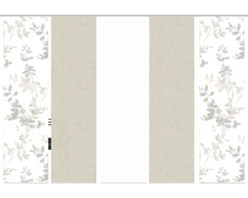 Panneau japonais avec motif de feuilles et bandes de tissu