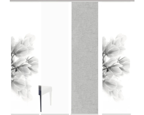 Schiebevorhang mit Magnolienblüten-Motiv und Textur