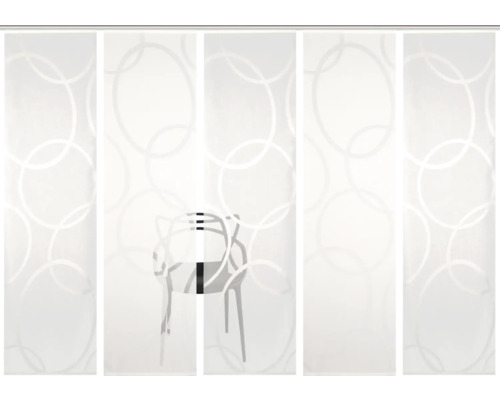 Portes coulissantes avec motif circulaire et chaise transparente