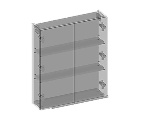 Armoire de salle de bain avec étagères et portes en verre