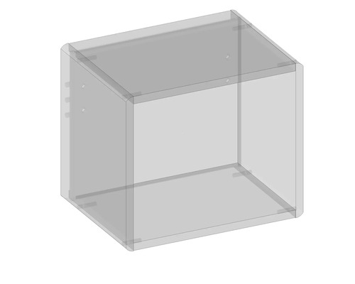 Leerer transparenter Wandschrank zur Aufbewahrung.