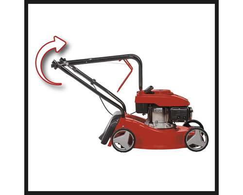 Tondeuse à gazon rouge avec poignée réglable