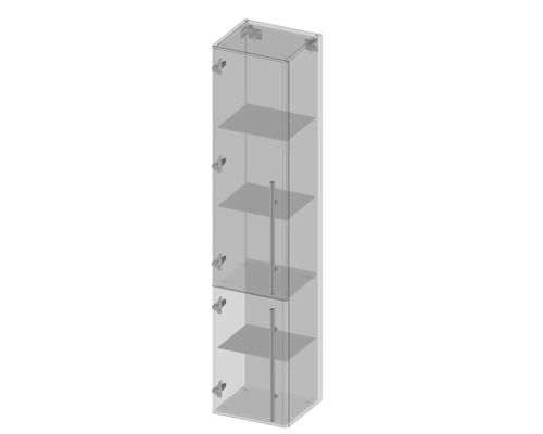 Badezimmerschrank mit Glastüren und Regalen