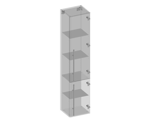 Schmaler Hochschrank mit Regalböden und Glastüren