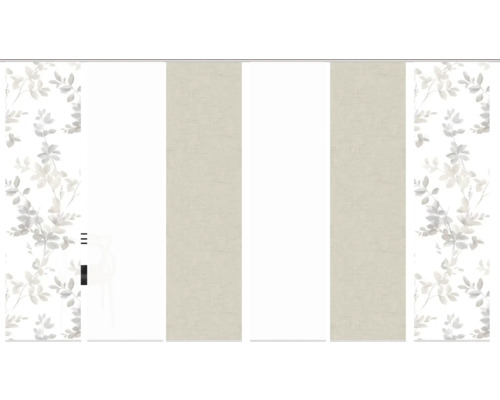 Porte coulissante avec motif de feuilles et rayures