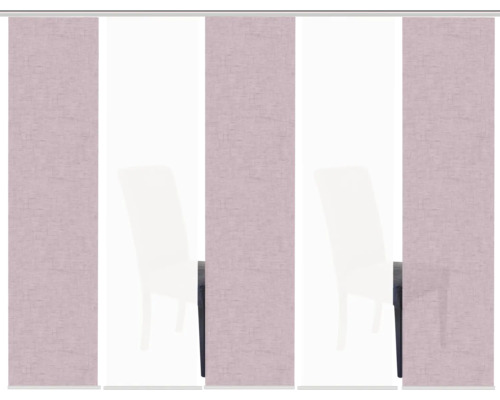 Schiebegardinen mit linenartiger Textur vor einem Fenster