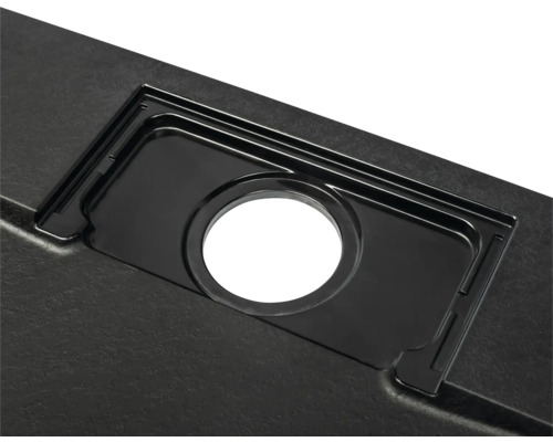 Detailansicht einer Spüle mit Ablaufgarnitur