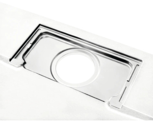 Évier en acier inoxydable avec cuve rectangulaire et évacuation ronde