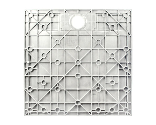 Plaque de drainage avec motif carré et découpes rondes