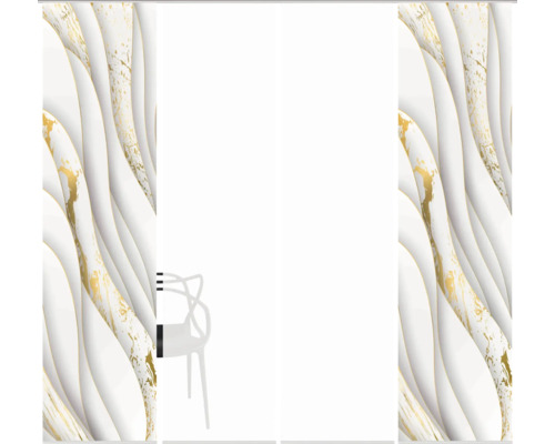 Panneaux muraux décoratifs avec motif marbré abstrait et chaise