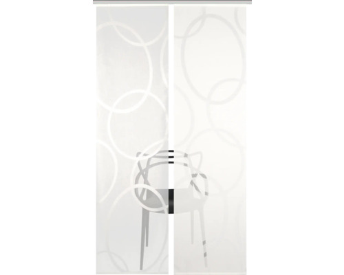 Panneau japonais avec motif d''anneaux devant une chaise