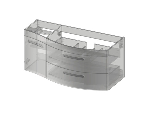 Meuble sous-lavabo avec tiroirs et compartiment ouvert