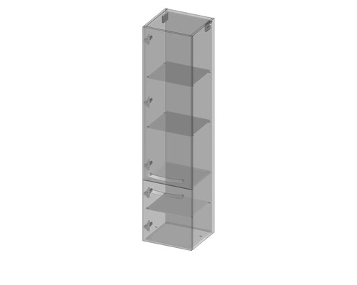 Armoire haute avec plusieurs étagères et tiroirs