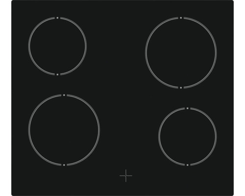 Plaque de cuisson noire avec quatre zones de cuisson