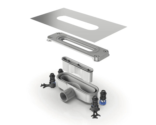 Aufsicht auf eine geflieste Duschrinne im Bausatz