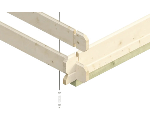 Construction en bois avec assemblage boulonné