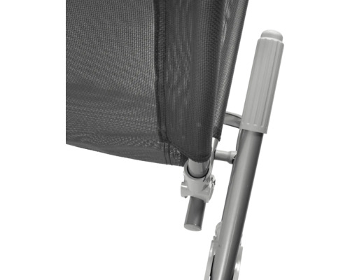 Gros plan d''une chaise longue avec revêtement textile et structure métallique